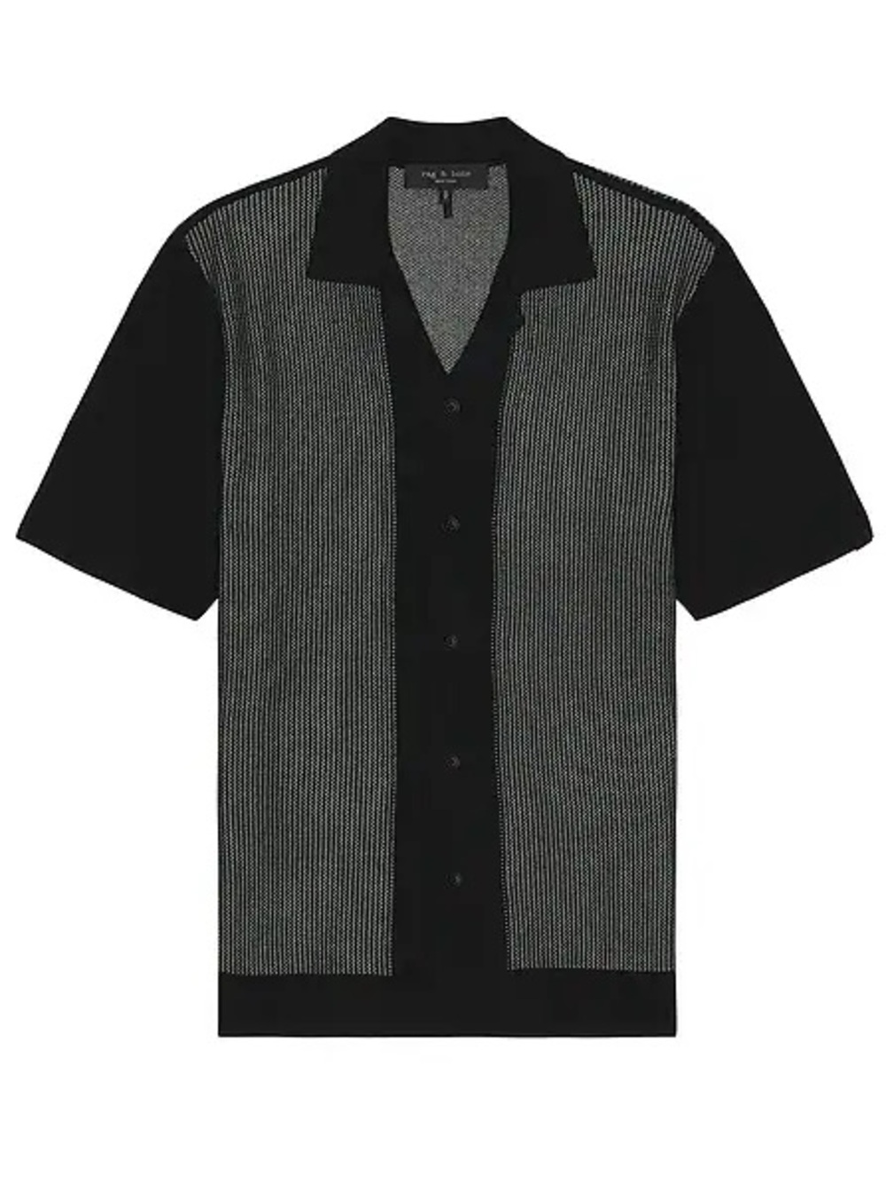 rag & bone Harvey Knit Camp Shirt with Textured Panels